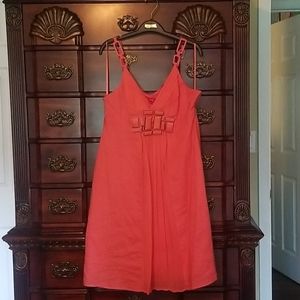 Knee length dress in Coral